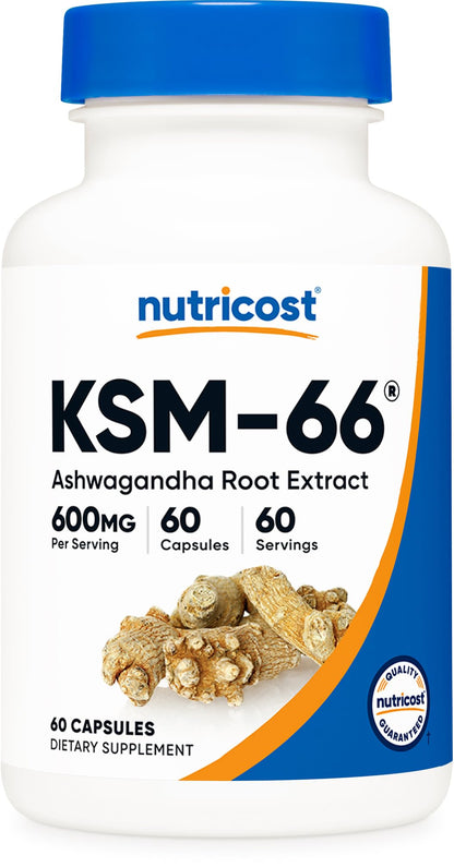 Nutricost KSM-66 Ashwagandha Root Extract 600mg, 60 Veggie Caps - 5% Withanolides - with BioPerine - Full-Spectrum Root Extract NutricostBuy Supplements Australia