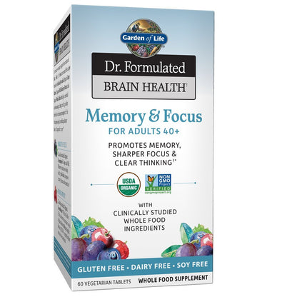 Garden of Life Dr. Formulated Organic Brain Health Memory & Focus for Adults 40+ 60 Tablets Garden of LifeBuy Supplements Australia