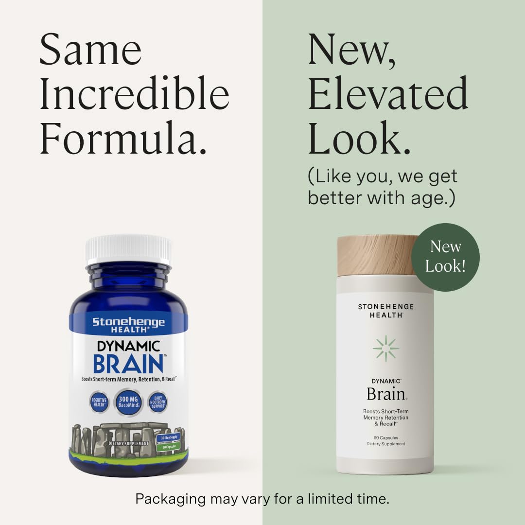 Stonehenge Health Dynamic Brain – BacoMind® Bacopa Nootropic Formula – Memory, Recall & Retention, Phosphatidylserine, Huperzine A, DHA & Choline – 40 Brain-Boosting Ingredients – Non-GMO, 60 Caps Stonehenge HealthBuy Supplements Australia