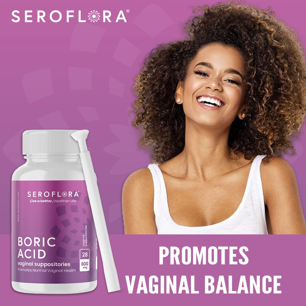 Seroflora Boric Acid Vaginal Suppositories 600mg – 30 Count with 7 Applicators for Odor Control & pH Balance Feminine Hygiene Support, Natural Intimate Care, Made in USA SEROVERABuy Supplements Australia