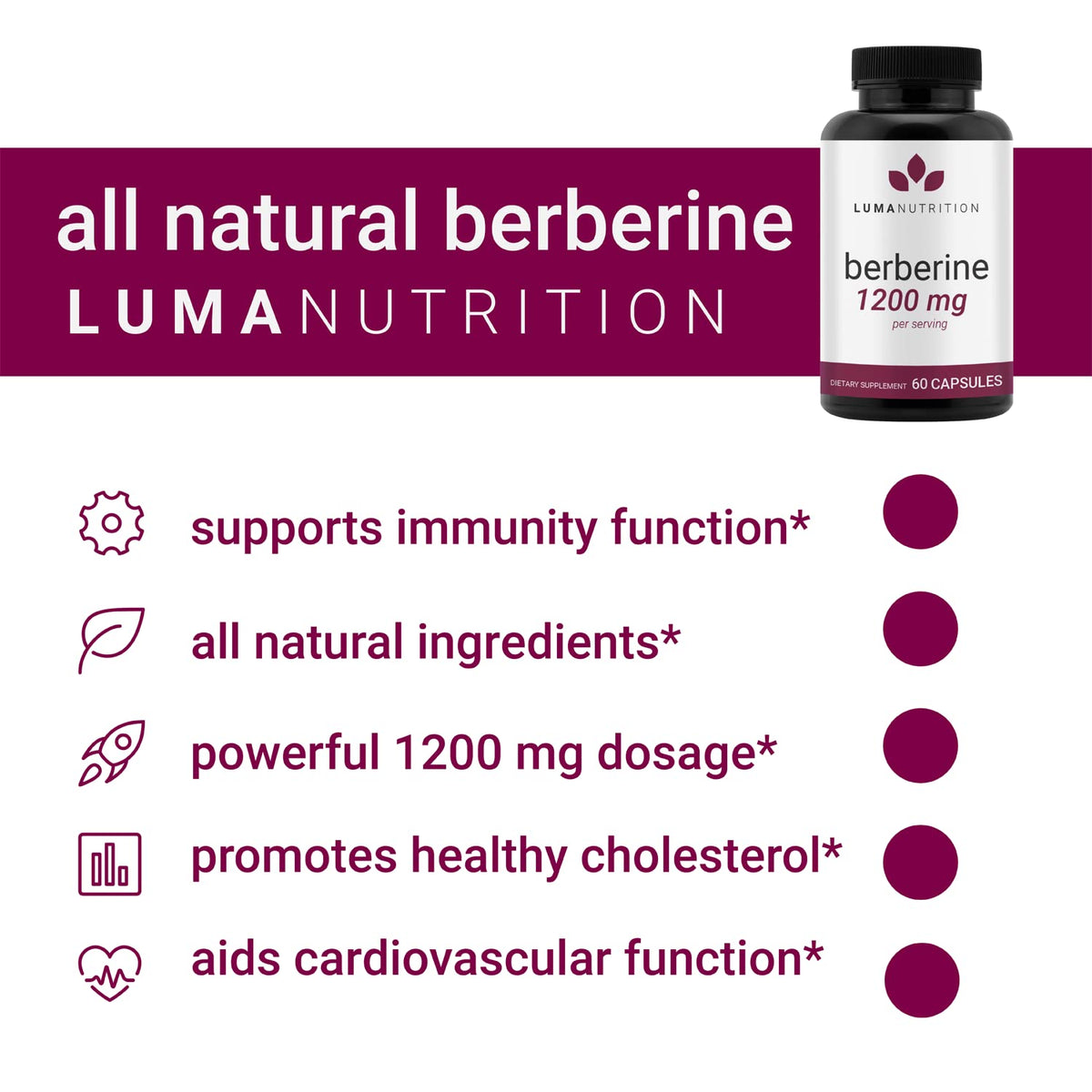 Luma Nutrition Berberine Supplement - Berberine 1200mg Per Serving - Berberine HCI Luma NutritionBuy Supplements Australia
