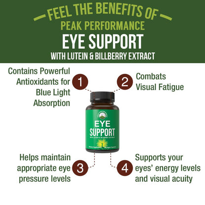Peak Performance Eye Vitamins - Macular Support Supplement with Lutein, Zeaxanthin, Astaxanthin, Carotenoids, Bilberry Extract. Capsules for Aging Eyes, Computer, Smartphone Users. Avoid Degeneration Peak PerformanceBuy Supplements Australia