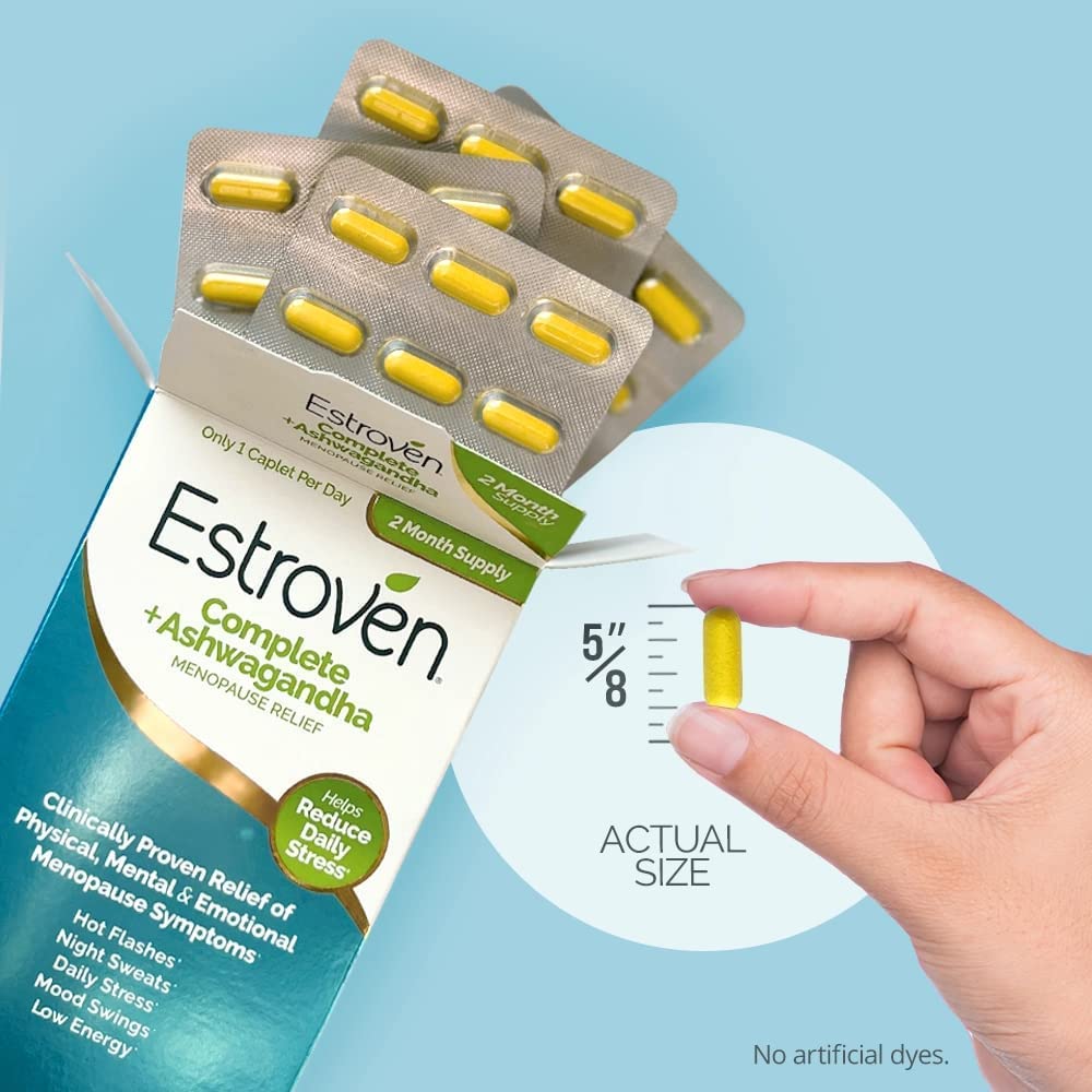 Estroven Complete + Ashwagandha Multi-Symptom Menopause Supplement for Women - 60 Ct. - Clinically Proven Ingredients Provide Menopause Relief & Night Sweats + Hot Flash Relief* - Drug-Free & Non-GMO EstrovenBuy Supplements Australia