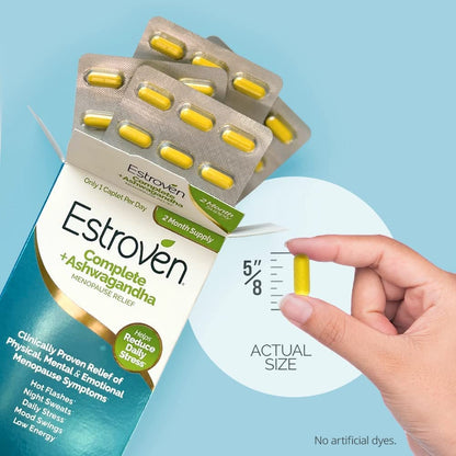 Estroven Complete + Ashwagandha Multi-Symptom Menopause Supplement for Women - 60 Ct. - Clinically Proven Ingredients Provide Menopause Relief & Night Sweats + Hot Flash Relief* - Drug-Free & Non-GMO EstrovenBuy Supplements Australia