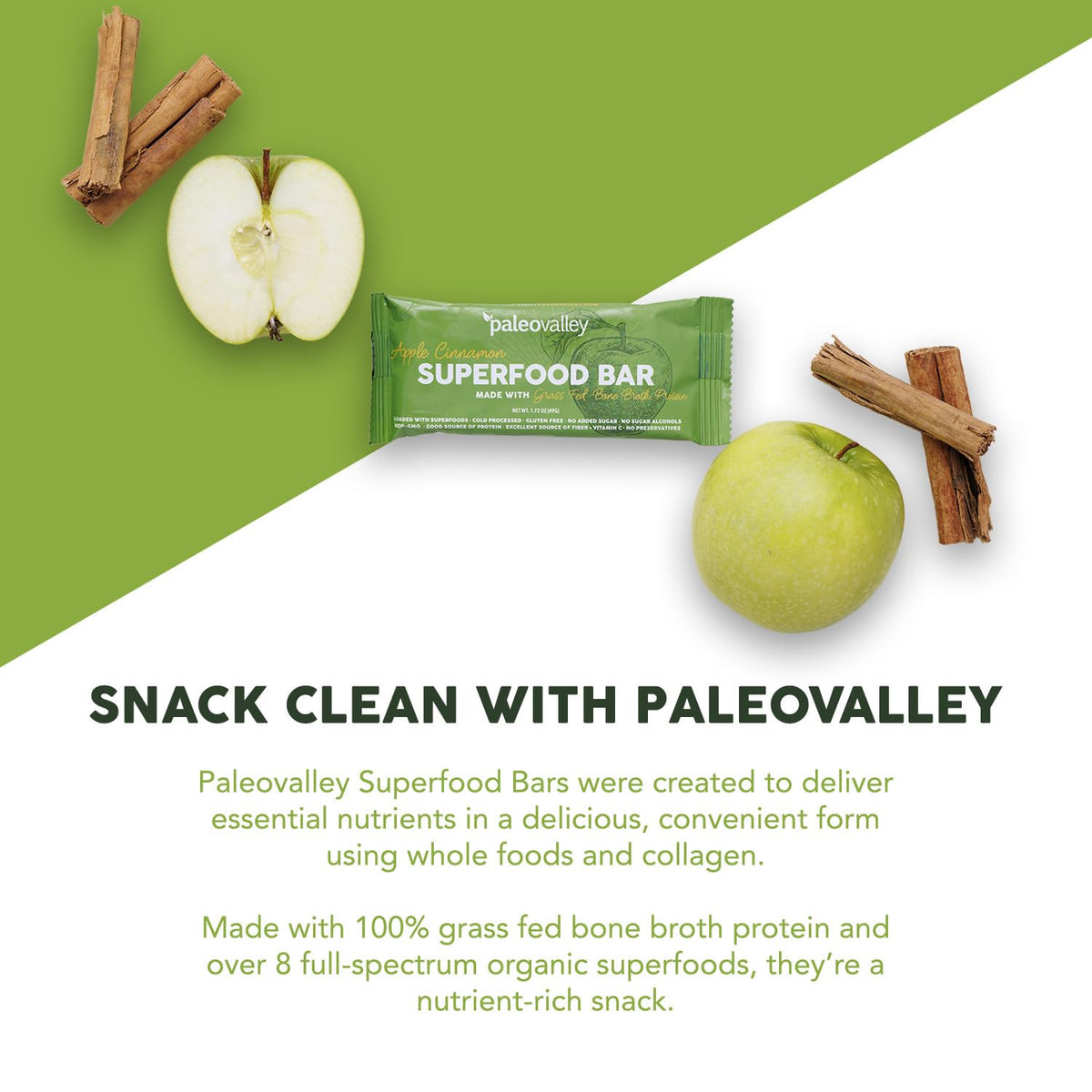 Paleovalley Superfood Bars – Apple Cinnamon– 10 Pack – 9g Protein per Bar – Gluten-Free, Grain-Free, Paleo, Non-GMO – On-the-Go Snack PaleovalleyBuy Supplements Australia