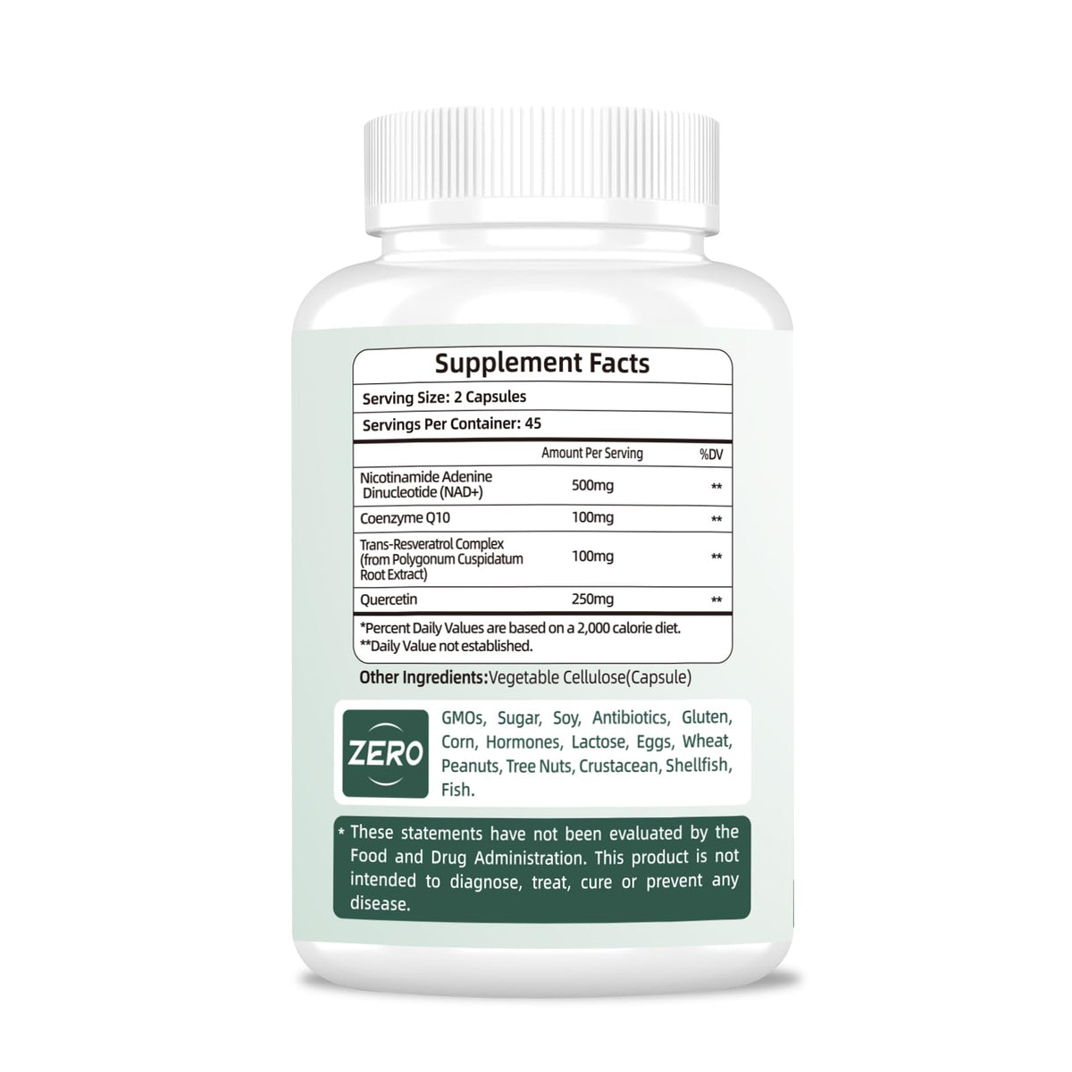 NAD Supplement 500mg, Pure Organic NAD+ Supplement for Women & Men, NAD+ with Trans-Resveratrol & CoQ10 & Quercetin for Cellular Energy & Healthy Aging, NMN Alternative (90 Vegan Caps) VitaHarborBuy Supplements Australia
