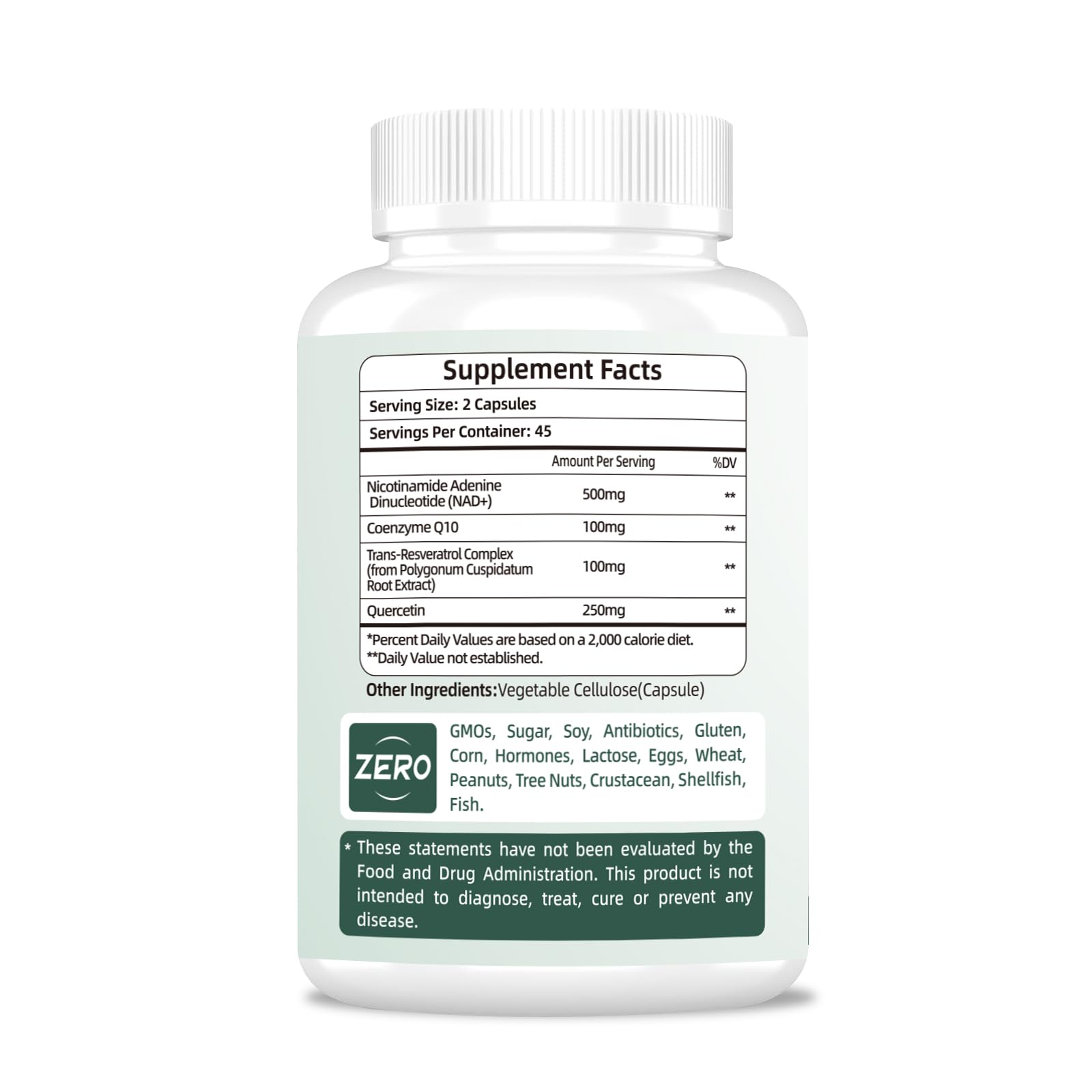 NAD Supplement 500mg, Pure Organic NAD+ Supplement for Women & Men, NAD+ with Trans-Resveratrol & CoQ10 & Quercetin for Cellular Energy & Healthy Aging, NMN Alternative (90 Vegan Caps) VitaHarborBuy Supplements Australia