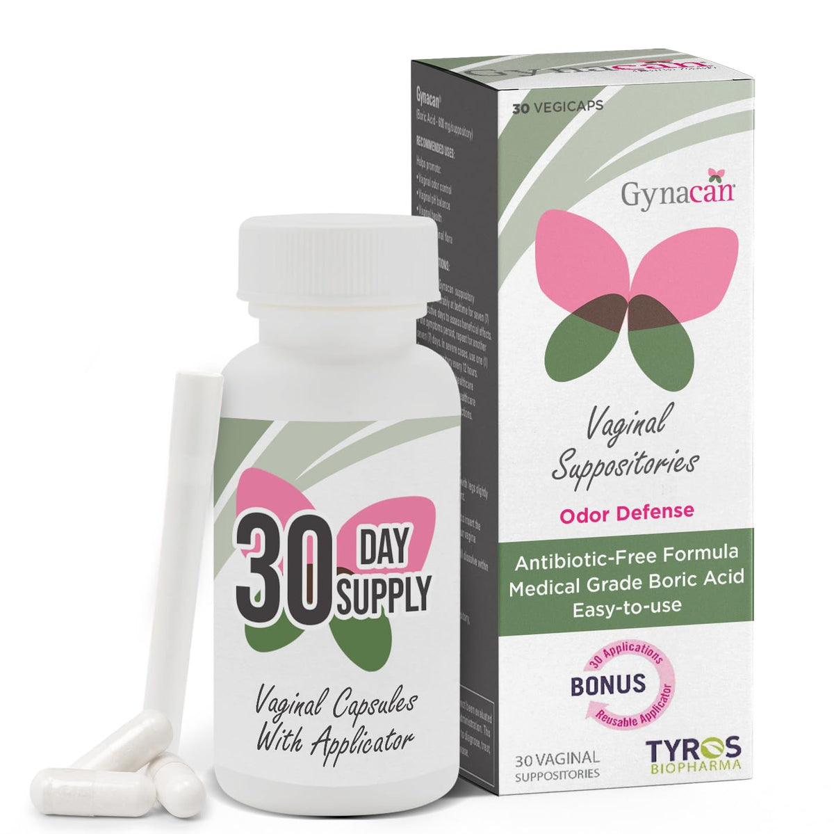Gynacan Boric Acid Suppositories for Women - pH Balance Vaginal Treatment for Women Odor Prevention, Pure Formula, No-Mess Applicator, Gentle & Effective GynacanBuy Supplements Australia