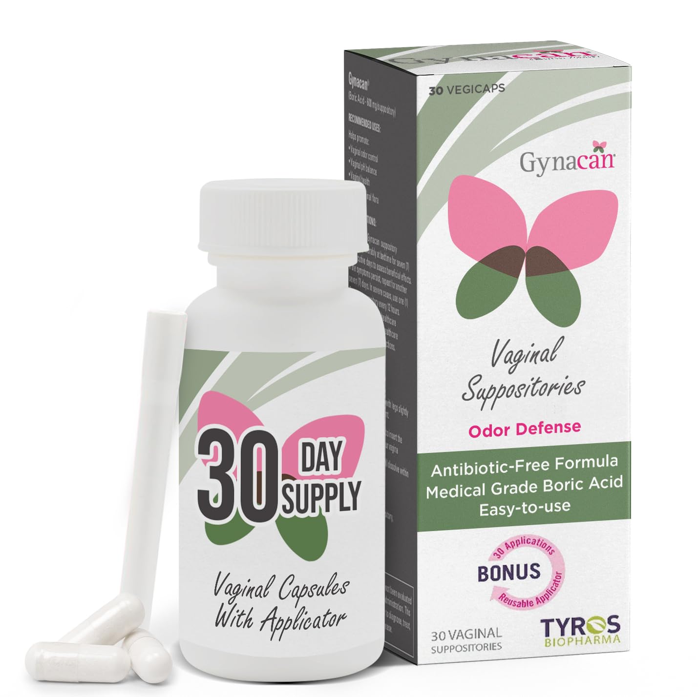Gynacan Boric Acid Suppositories for Women - pH Balance Vaginal Treatment for Women Odor Prevention, Pure Formula, No-Mess Applicator, Gentle & Effective GynacanBuy Supplements Australia