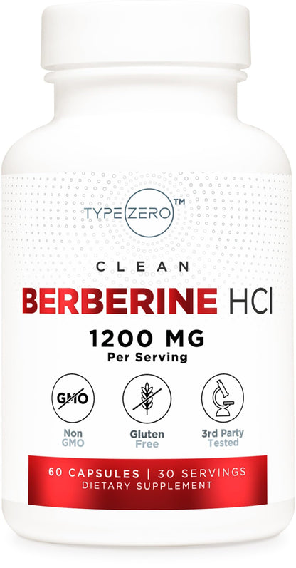 Type Zero Berberine HCL 1200mg 60 Capsules - Clean, Non-GMO, Gluten Free Supplement Type ZeroBuy Supplements Australia