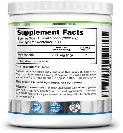 Zazzee Myo-Inositol Powder, 6 Month Supply, 183 Servings, 2000 mg per Serving ZazzeeBuy Supplements Australia