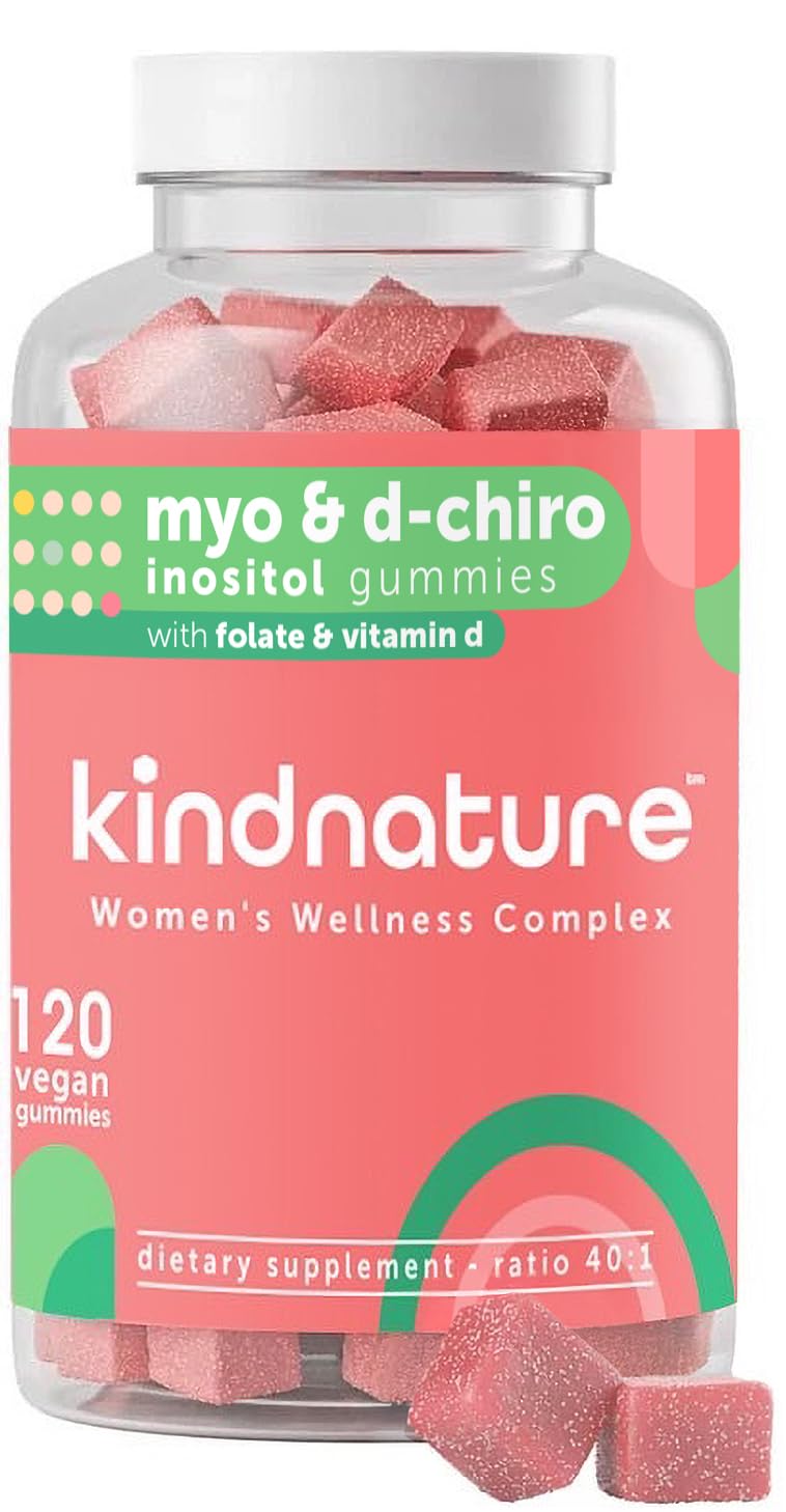 kindnature Myo-Inositol & D-Chiro Inositol Gummies for Women – 2000mg + 50mg, Ideal 40:1 Ratio – with Vitamin D & Folate – Hormone Balance Support – Vegan, Watermelon Flavor (120 Gummies) kindnatureBuy Supplements Australia