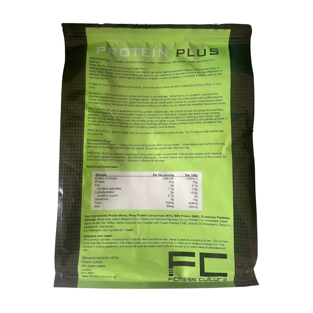 Fitness Culture Protein Plus, Whey Protein Powder with Added Glutamine, Immune and Digestive System Support GenericBuy Supplements Australia