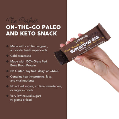 Paleovalley Superfood Bars – Dark Chocolate Chip– 10 Pack – 9g Protein per Bar – Gluten-Free, Grain-Free, Paleo, Non-GMO – On-the-Go Snack PaleovalleyBuy Supplements Australia