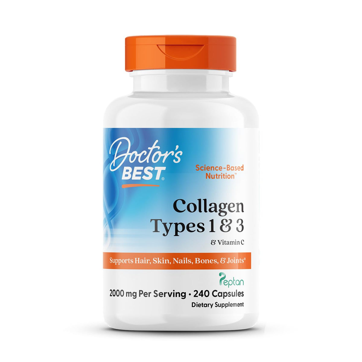 Doctor's Best Collagen Types 1 & 3 with Vitamin C, Non-GMO, Gluten Free, Soy Free, Supports Hair, Skin, Nails, Tendons & Bones, 500 mg, 240 Caps (DRB-00263) Doctor's BESTBuy Supplements Australia