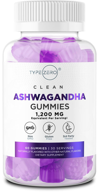 Type Zero Ashwagandha Gummies 1,200mg, 60 Gummies - Ashwagandha Herbal Extract Supplement - 30 Servings, Gluten Free, Non-GMO Type ZeroBuy Supplements Australia