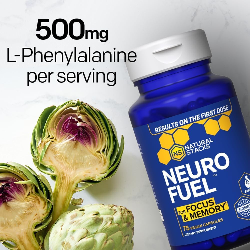 NATURAL STACKS Original NeuroFuel Nootropic Brain Support Supplement - 750mg L-Carnitine & 500mg L-Phenylalanine - Brain Supplement for Memory and Focus* - 75 Focus Pills NATURAL STACKSBuy Supplements Australia