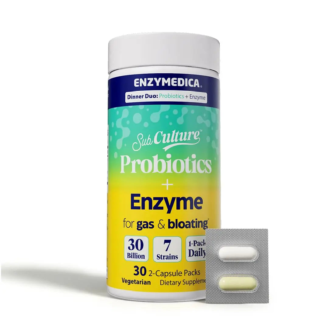 Enzymedica Dinner Duo for Gas & Bloating – Probiotics + Digestive Enzyme Packets for Occasional Gas, 30B CFU of 7 Live Strains, Vegetarian – 30 Daily Packs EnzymedicaBuy Supplements Australia