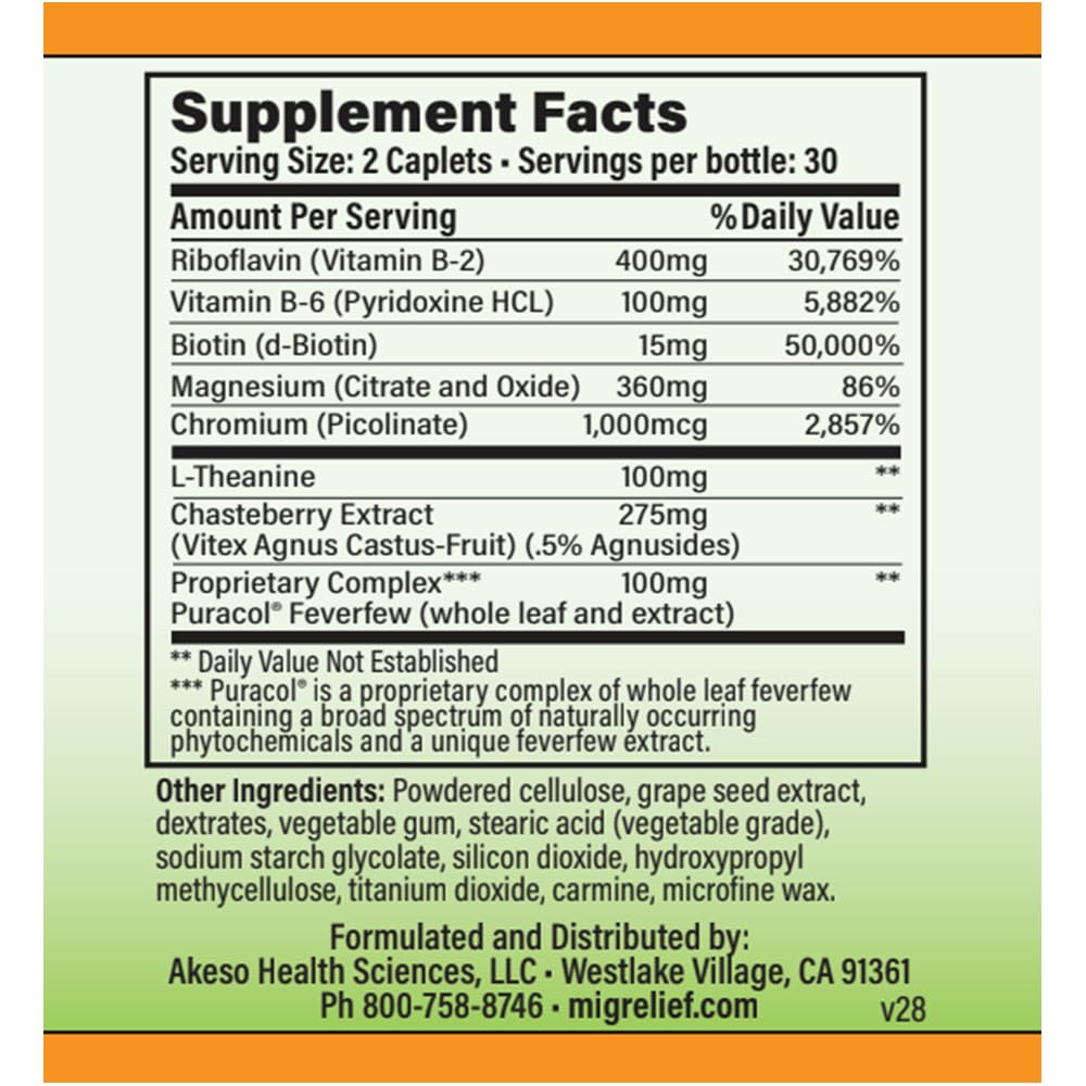 MigreLief+M – Advanced Nutritional Support Supplement for Women’s Neurological Health and Head Comfort – 60 Caplets (1-Month Supply) MigreLiefBuy Supplements Australia