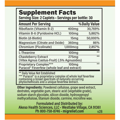 MigreLief+M – Advanced Nutritional Support Supplement for Women’s Neurological Health and Head Comfort – 60 Caplets (1-Month Supply) MigreLiefBuy Supplements Australia