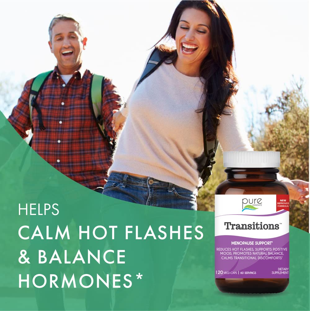 Pure Essence Labs Transitions Vitamins for Women, Natural Menopause Relief Supplement to Promote Hormone Balance, Reduce Hot Flashes, Mood Swings & Night Sweats, 60 Capsules PURE ESSENCE LABSBuy Supplements Australia