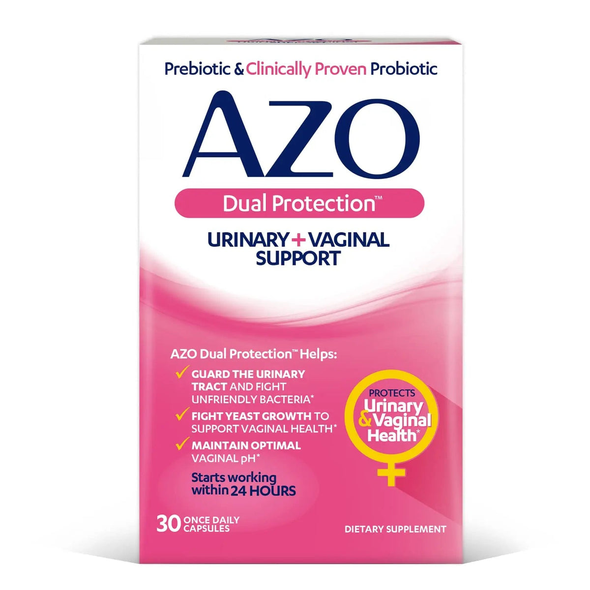 AZO Dual Protection Urinary & Vaginal Probiotic + UTI & Vaginal pH Test Kit (30 Count) AZOBuy Supplements Australia