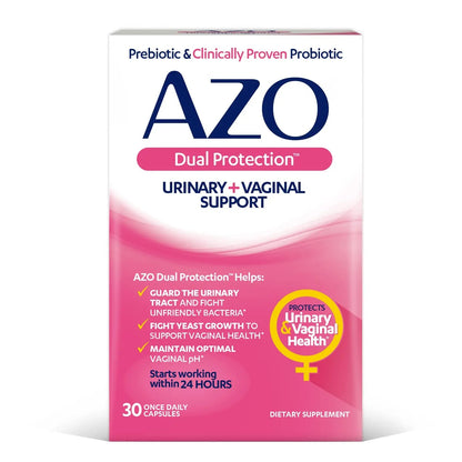 AZO Dual Protection Urinary & Vaginal Probiotic + UTI & Vaginal pH Test Kit (30 Count) AZOBuy Supplements Australia