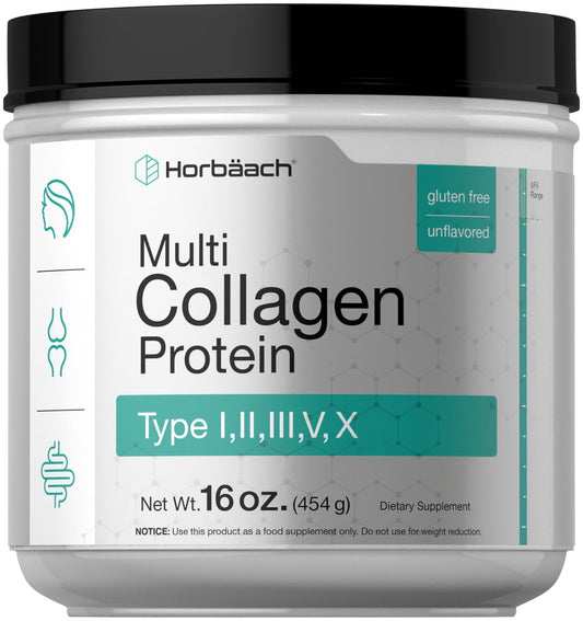 Horbäach Multi Collagen Protein Powder 16 oz | Type I, II, III, V, X | Unflavored | for Men and Women | Non-GMO, Gluten Free Supplement Horbäach buy supplements Au