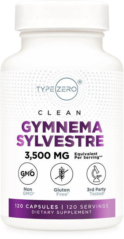Type Zero Clean Gymnema Sylvestre 3,500mg Equivalent from 175mg of 20:1 Extract Per Serving, 120 Capsules for 120 Servings Per Bottle, Non-GMO. Gluten Free Type ZeroBuy Supplements Australia