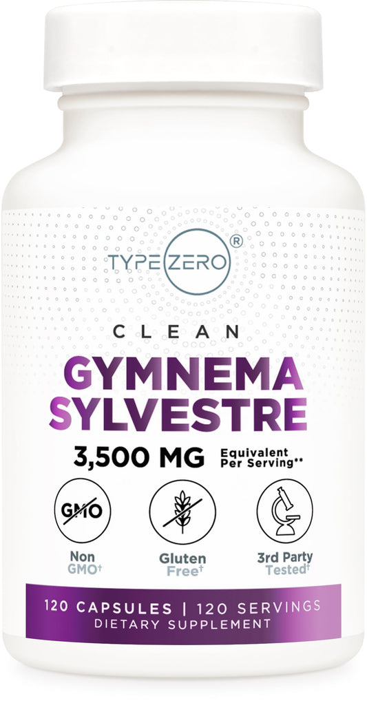 Type Zero Clean Gymnema Sylvestre 3,500mg Equivalent from 175mg of 20:1 Extract Per Serving, 120 Capsules for 120 Servings Per Bottle, Non-GMO. Gluten Free Type ZeroBuy Supplements Australia