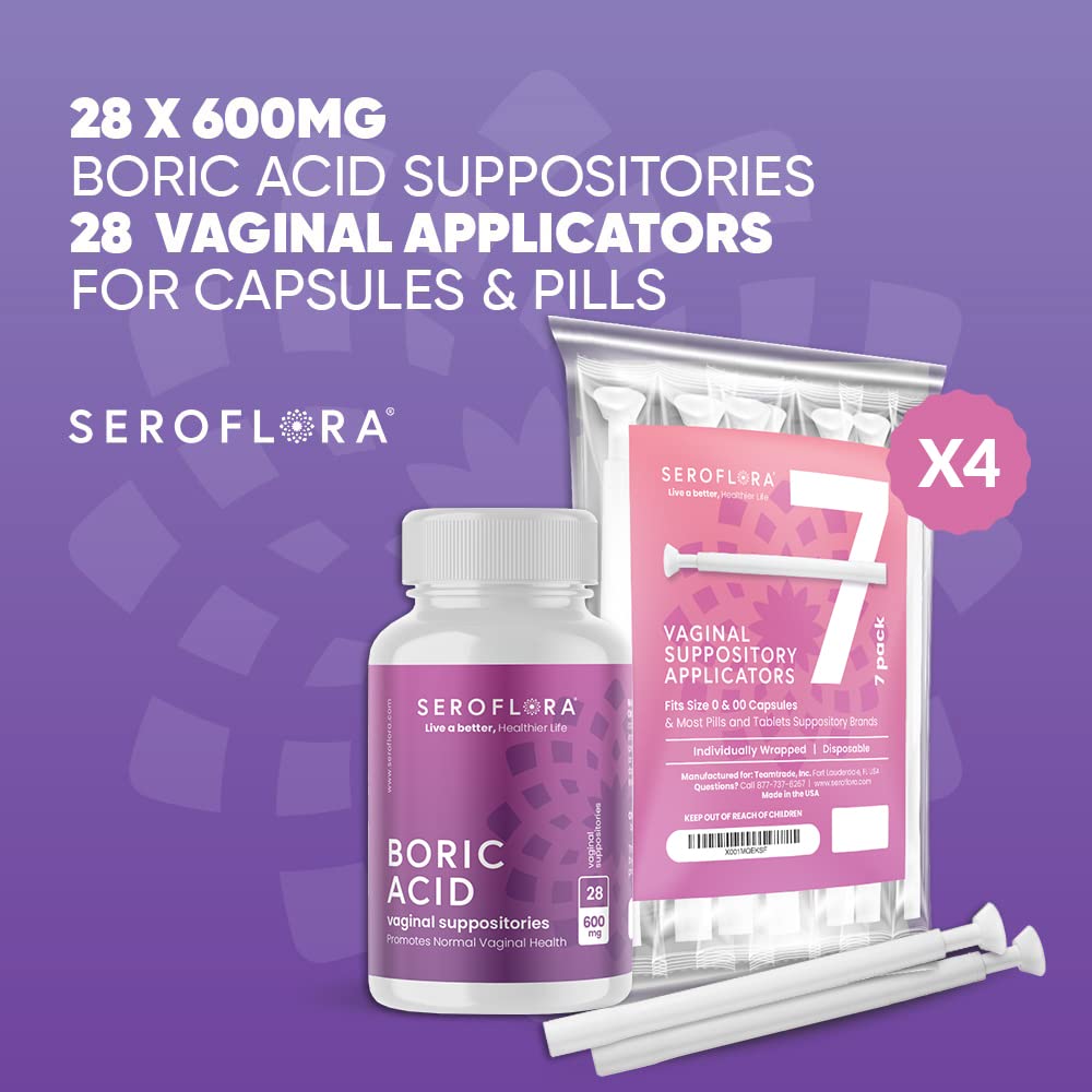 SEROVERA Seroflora Boric Acid Vaginal Suppositories 600 mg + Suppository Applicators Bundle SEROVERABuy Supplements Australia