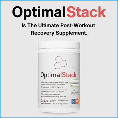 OptimalStack Creatine Monohydrate, HMB, & Vitamin D3 Stack | with Creapure Creatine, Clinical Dosage of myHMB, and Vitamin D3 | NSF for Sport Certified | Unflavored, 30 Servings OptimalAminoBuy Supplements Australia