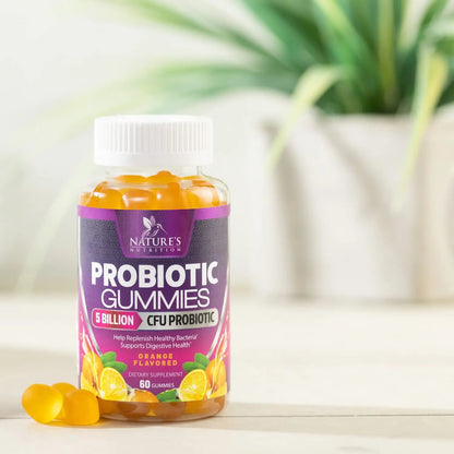 Probiotics for Digestive Health Gummies 5 Billion CFU - 6 Unique Strains for Daily Immune Support & Gut Health, Constipation, Gas & Bloating - Best Probiotic Supplement for Women & Men - 60 Gummies Nature's NutritionBuy Supplements Australia