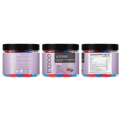 exdoo 3-in-1 Probiotic Gummies Prebiotic+Probiotic+Postbiotic with Organic Spirulina Chlorella Immune Gut & Digestive Support 90 Count exdooBuy Supplements Australia