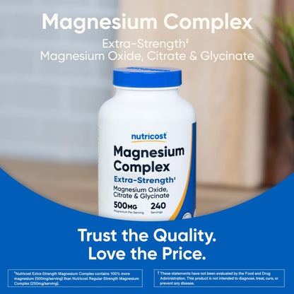 Nutricost Magnesium Complex 500mg, 240 Capsules - Magnesium Oxide, Citrate, and Glycinate - Gluten Free and Non-GMO NutricostBuy Supplements Australia
