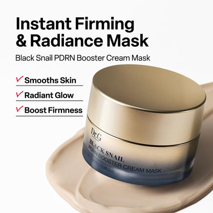 Dr. G Black Snail PDRN Booster Cream Mask - Enhanced Black Snail Mucin with PDRN for Firming, Moisturizing, Smooth Skin Texture - Korean Skin Care - Overnight & Wash-Off Face Mask - 1.69 fl oz Dr.G buy supplements Au