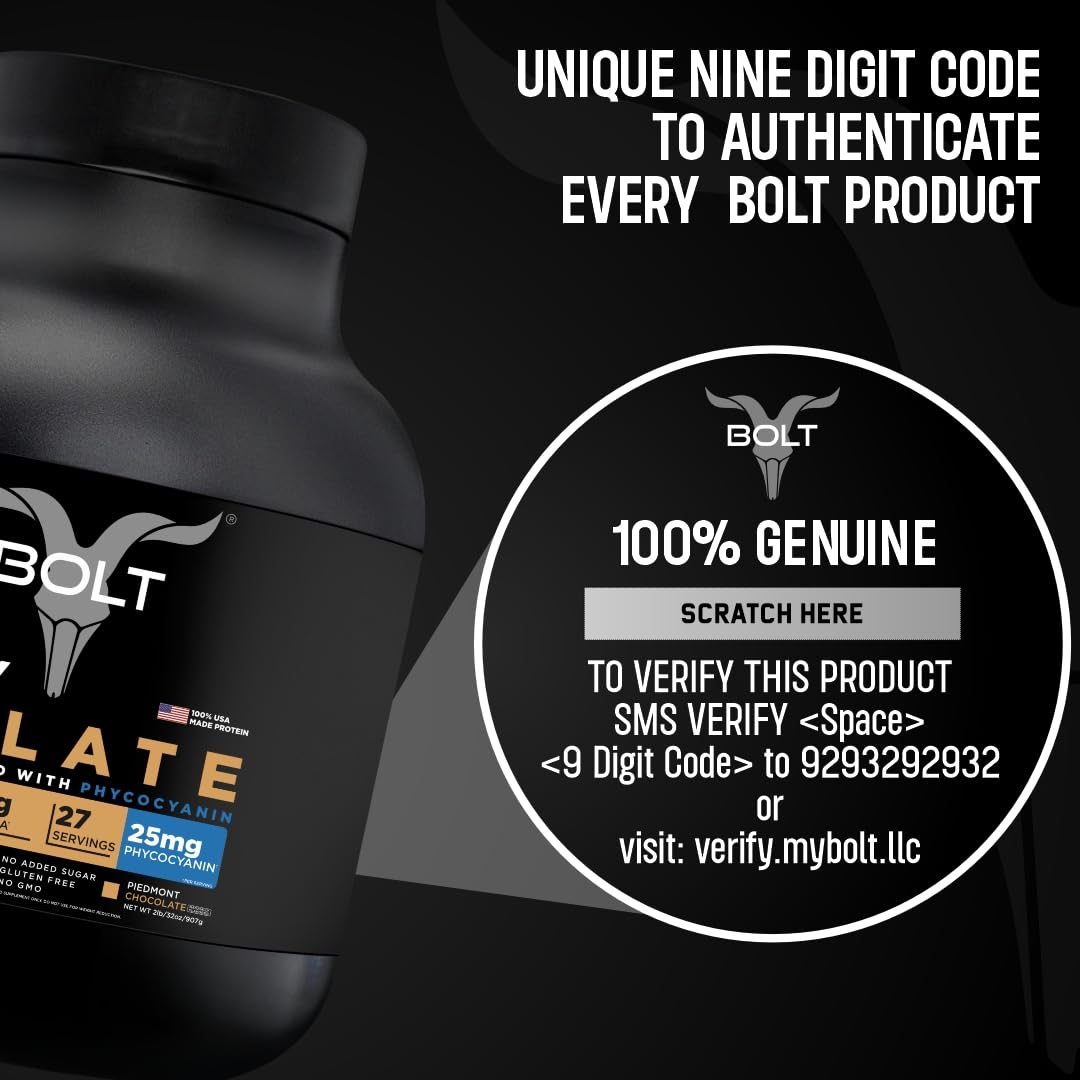 Bolt Nutrition Whey Isolate Protein Powder | with Superfood Phycocyanin | Muscle Strength Bolt NutritionBuy Supplements Australia