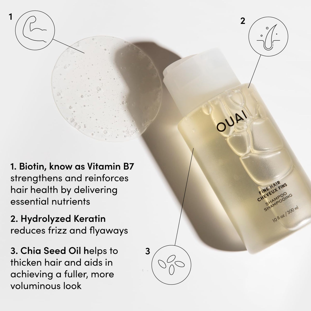 OUAI Fine Shampoo and Conditioner Set - Sulfate Free Shampoo and Conditioner for Women & Men - Made with Keratin, Marshmallow Root, Shea Butter & Avocado Oil - Free of Parabens & Phthalates (10 Fl Oz) OUAIBuy Supplements Australia