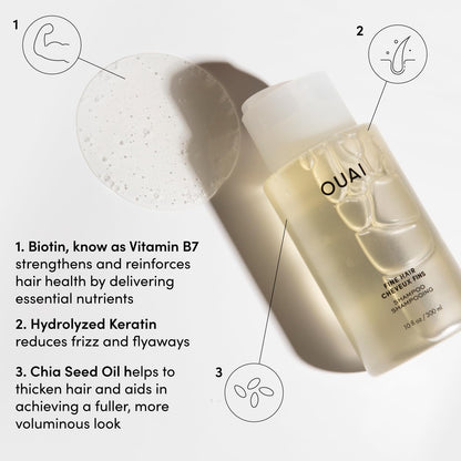 OUAI Fine Shampoo and Conditioner Set - Sulfate Free Shampoo and Conditioner for Women & Men - Made with Keratin, Marshmallow Root, Shea Butter & Avocado Oil - Free of Parabens & Phthalates (10 Fl Oz) OUAIBuy Supplements Australia