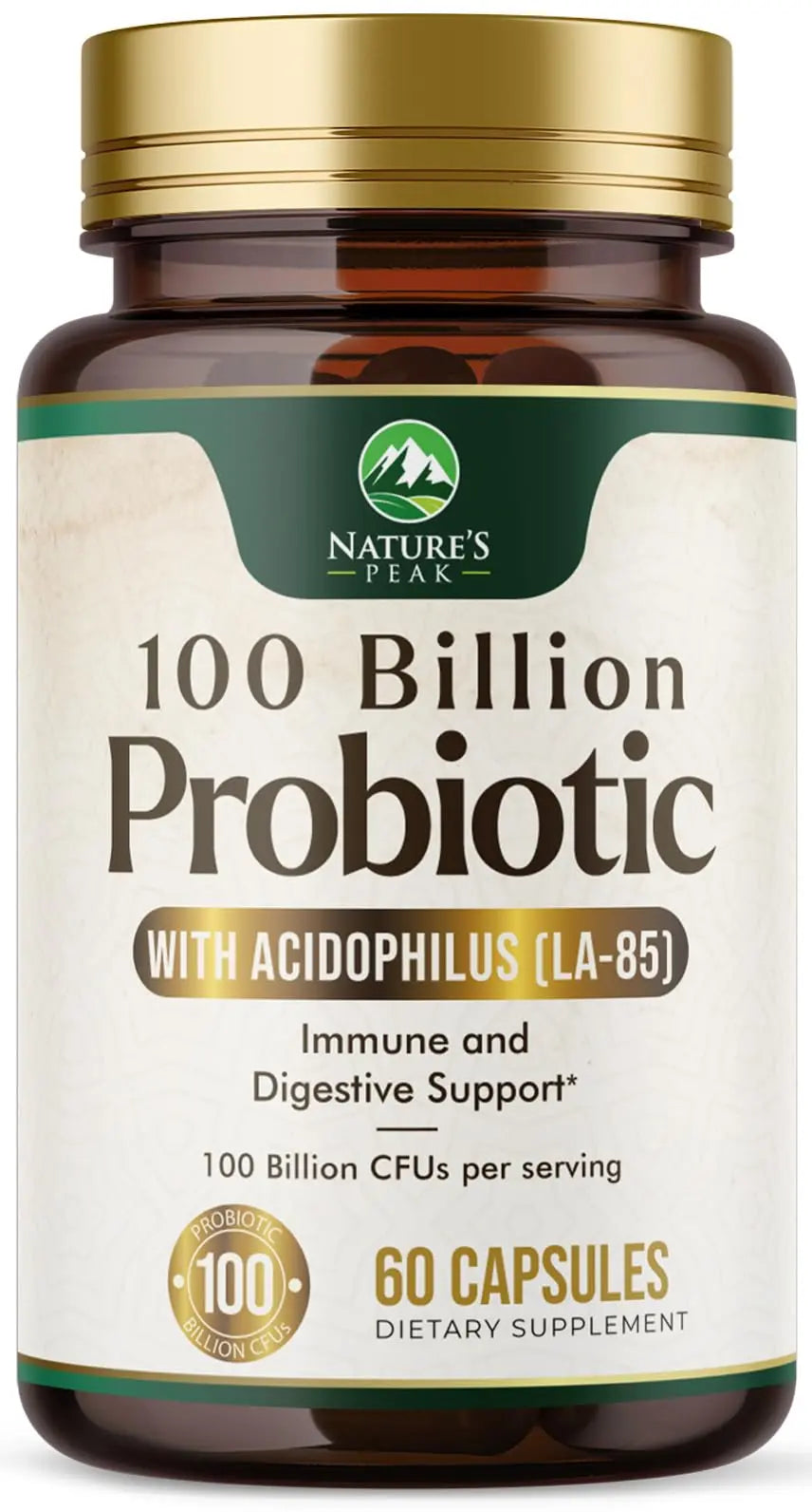 Probiotics 100 Billion CFU Per Serving - 16 Premium Probiotic Strains Prebiotics - Immune Support, Gut Health, Occasional Constipation, Gas & Bloating, Probiotics Supplement, USA Bottled, 60 Capsules Nature's PeakBuy Supplements Australia