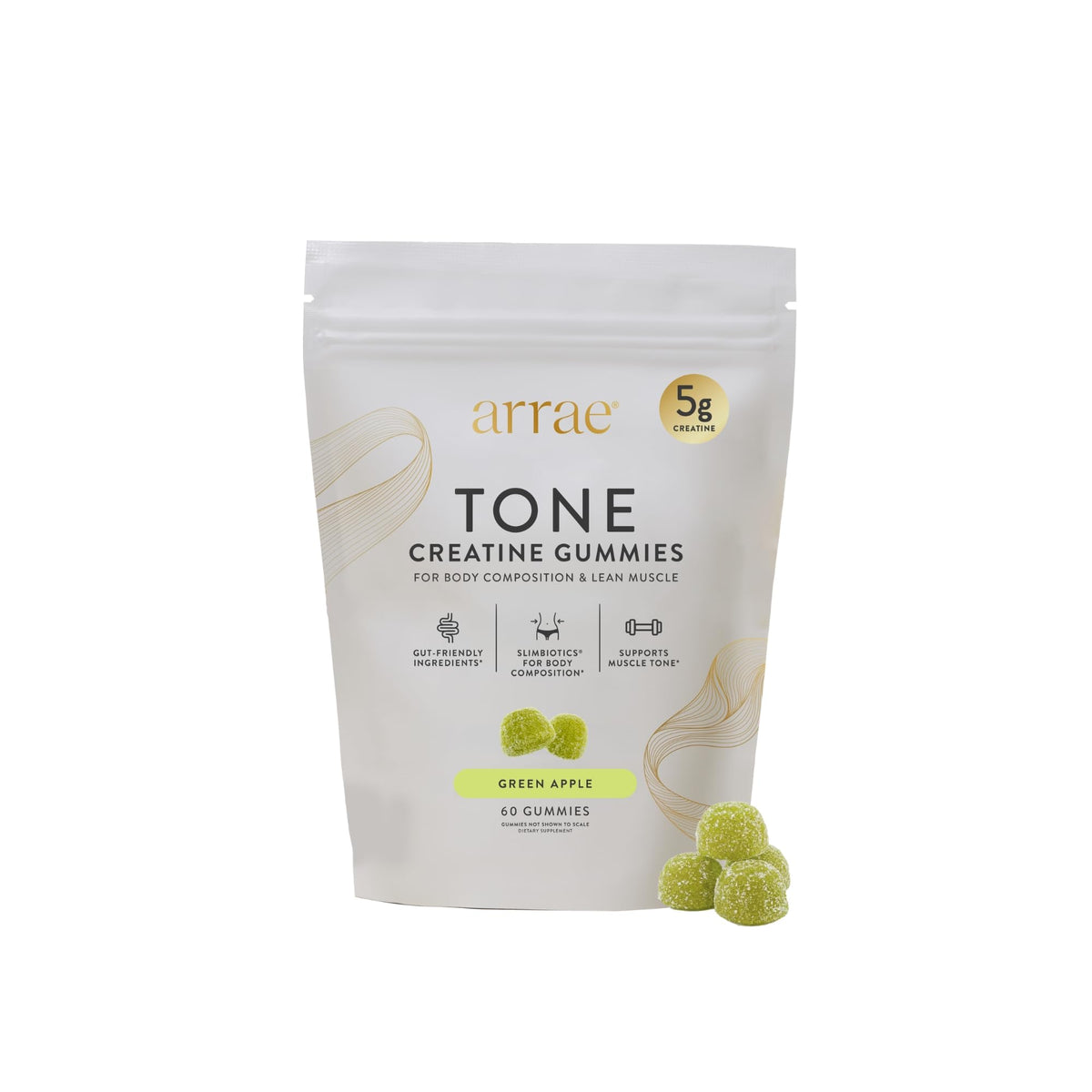 Arrae Tone Gummies – Creatine Monohydrate 5g for Women – Support Lean Muscle, Strength & Recovery – Hormone-Friendly Muscle Toning Supplement – Sour Green Apple Flavor – 60 Count (Sour Green Apple) ArraeBuy Supplements Australia