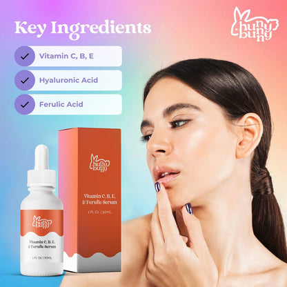 Hunny Bunny Vitamin C Serum for Face - Pure Brightening Dark Spots Sensitive Skin - Ferulic Acid, Niacinamide, L-Ascorbic Acid, Hyaluronic Acid, Vitamins B E, 1 Fl Oz Hunny Bunny buy supplements Au
