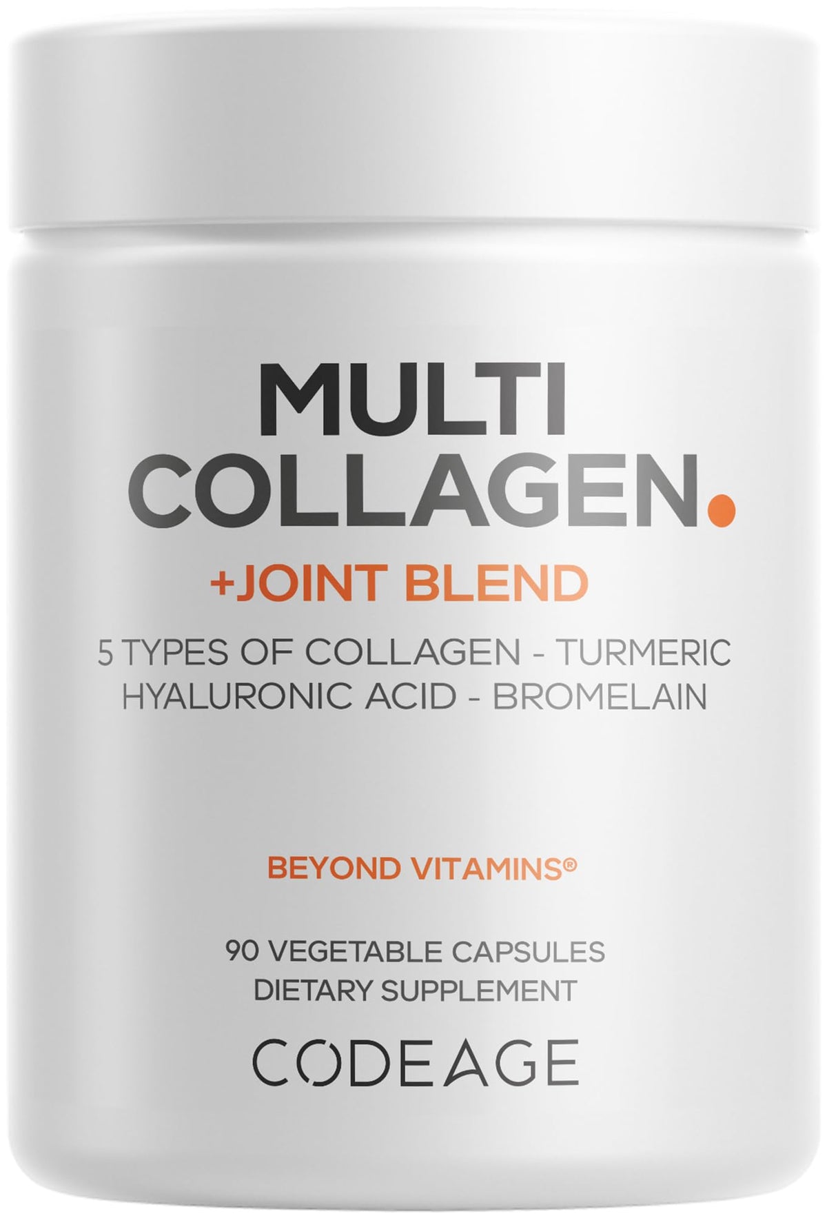 Codeage Multi Collagen Protein + Joint Blend Supplement, Hyaluronic Acid, Bromelain, Turmeric, Ginger, Boswellia, Astaxanthin - Hydrolyzed Bovine Collagen