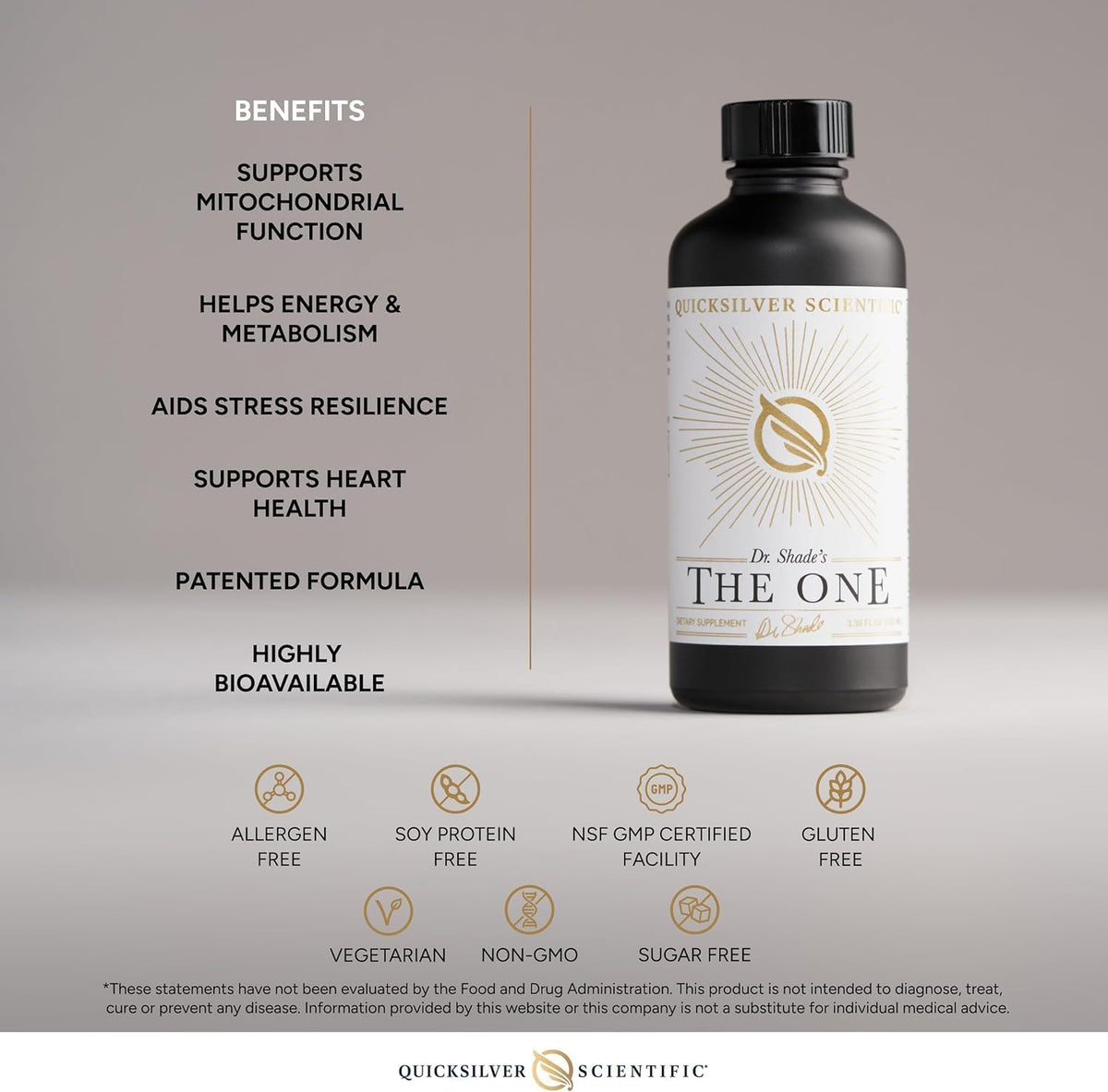 Quicksilver Scientific The ONE Mitochondrial Elixir - Mitochondria Supplement to Support Cellular Health with Phosphatidylcholine, Resveratrol, Reishi Mushroom & CoQ10 Liquid (3.38 Fl oz / 100ml) Quicksilver ScientificBuy Supplements Australia