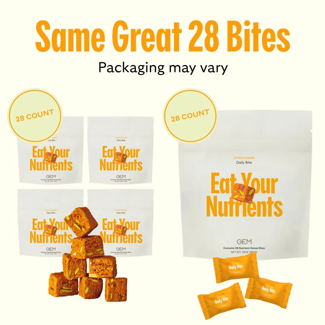 GEM Daily Bite for Women & Men, with 20+ Vitamins, Minerals & Superfoods Like Zinc, Vitamin D, B-Complex, K, Turmeric, Fiber & Prebiotics GEM