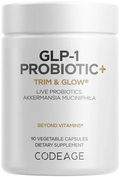 Codeage GLP-1 Probiotic+ - Live Probiotics Akkermansia, Clostridium, Bifidobacterium, Chicory Inulin Probiotic, Prebiotics & Postbiotics Supplement - 500 Million AFU, 3-Month Supply - 90 Capsules CodeageBuy Supplements Australia