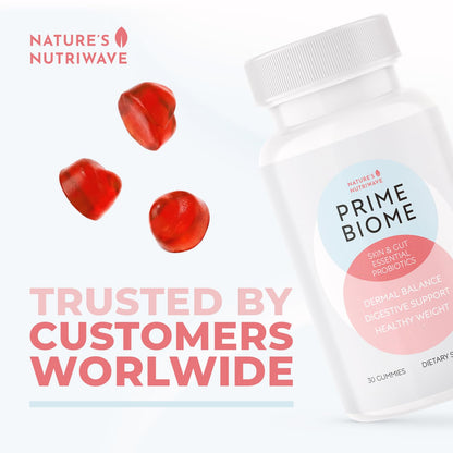 Nature’s NutriWave PrimeBiome Probiotic Gummies – Plant-Based Blend with Inulin, Lion’s Mane, Ginger & More– Non-GMO, No Stimulants, GMP Certified