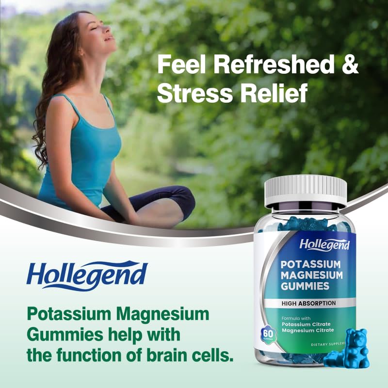 HOLLEGEND Potassium Magnesium Gummies, High Absorption Potassium Citrate 99mg Magnesium Citrate 180mg, Chewable Gummy Supplements for Leg Cramps & Muscle, 60 Count HOLLEGENDBuy Supplements Australia