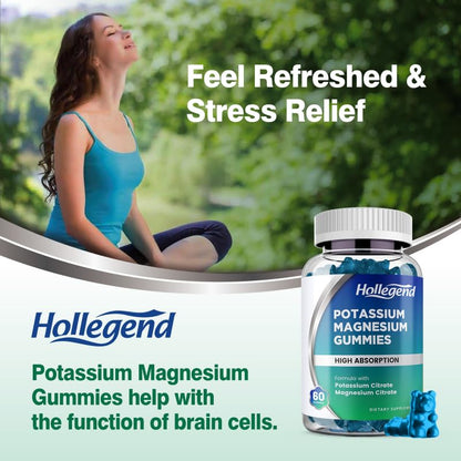 HOLLEGEND Potassium Magnesium Gummies, High Absorption Potassium Citrate 99mg Magnesium Citrate 180mg, Chewable Gummy Supplements for Leg Cramps & Muscle, 60 Count HOLLEGENDBuy Supplements Australia