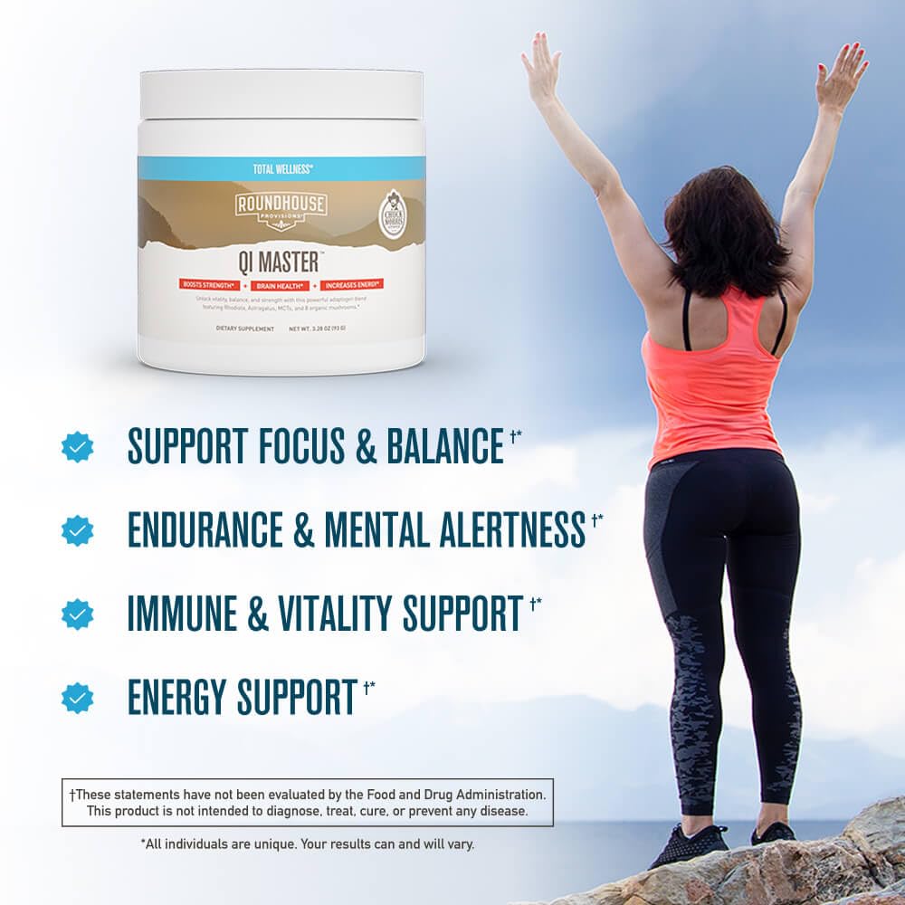 ROUNDHOUSE PROVISION Qi Master Adaptogen Blend, Earthy Mushroom Flavor with Astragalus Root, Rhodiolife Extract, MCT, 8 Organic Mushrooms (30 Scoops) by Chuck Norris ROUNDHOUSE PROVISIONBuy Supplements Australia